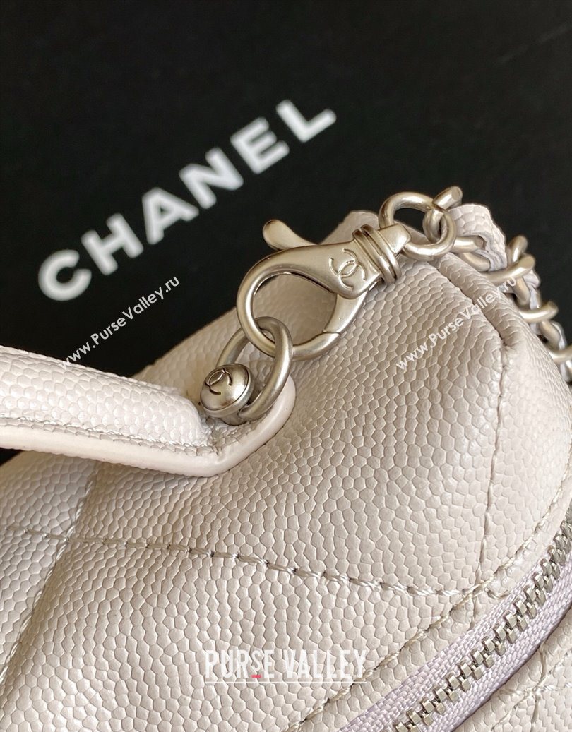 Chanel Grained Shiny Calfskin Vanity Case with Chain and Top Handle Pale Grey/Silver 2025 AP4936 (yezi-251010138)