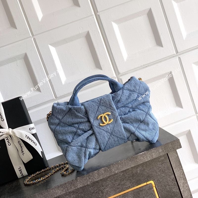 Chanel Quilted Denim Mini Bow Bag Light Blue 2025 AS5849 (yezi-251011032)