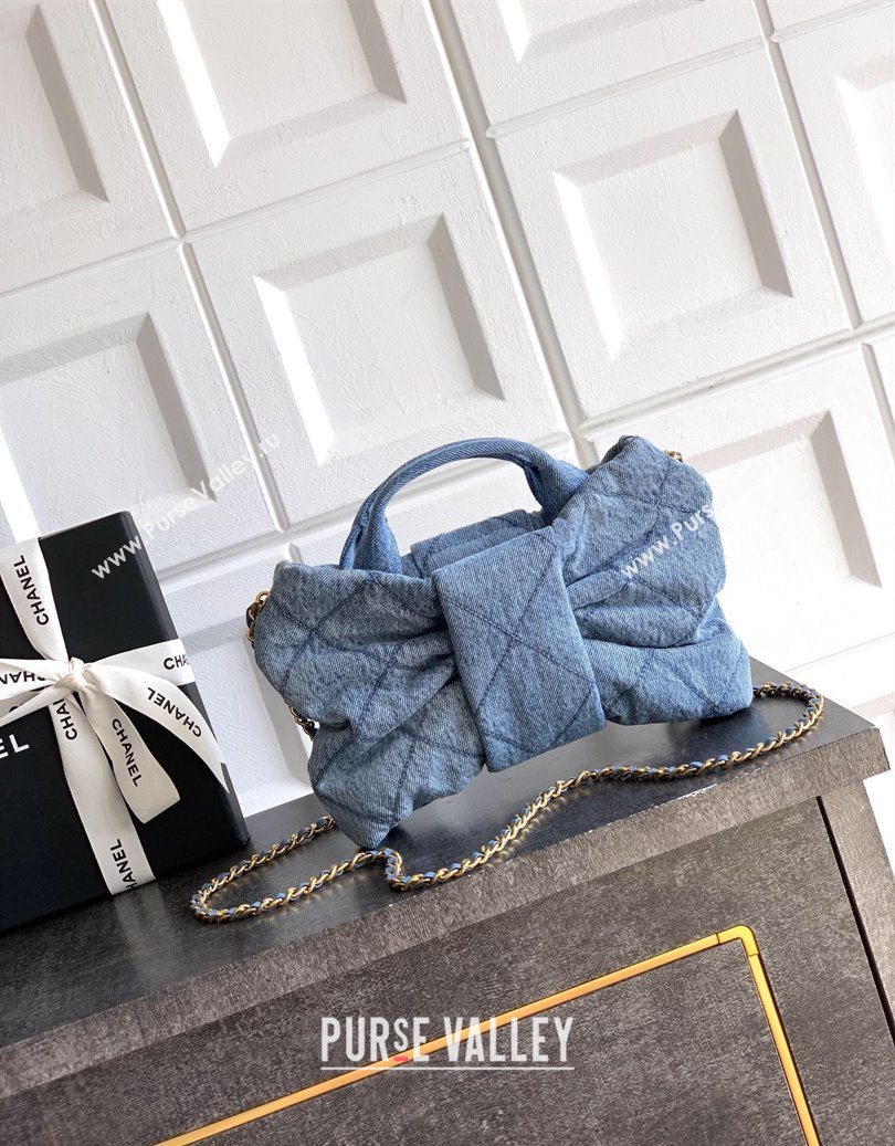 Chanel Quilted Denim Mini Bow Bag Light Blue 2025 AS5849 (yezi-251011032)
