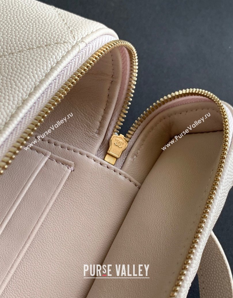 Chanel Grained Shiny Calfskin Vanity Case with Chain and Top Handle Pale Grey/Gold 2025 AP4936 (yezi-251010142)