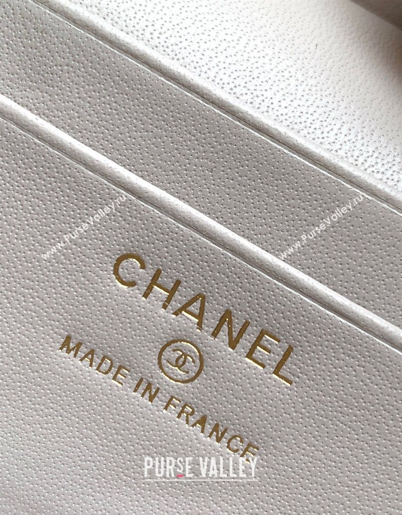 Chanel Grained Shiny Calfskin Vanity Case with Chain and Top Handle Pale Grey/Gold 2025 AP4936 (yezi-251010142)