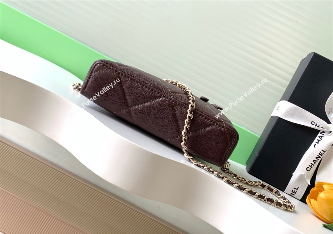 Chanel Grained Shiny Calfskin Vanity Case with Chain and Top Handle Dark Brown/Gold 2025 AP4936 (yezi-251010143)
