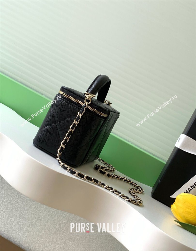 Chanel Grained Shiny Calfskin Long Vanity with Chain and Top Handle Black 2025 AP4933 (yezi-251010144)