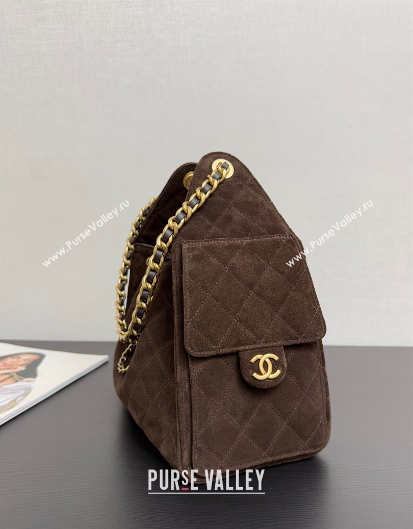 Chanel 25 Small Handbag in Suede AS5293 Dark Brown Spring-Summer 2025 (yezi-251011028)