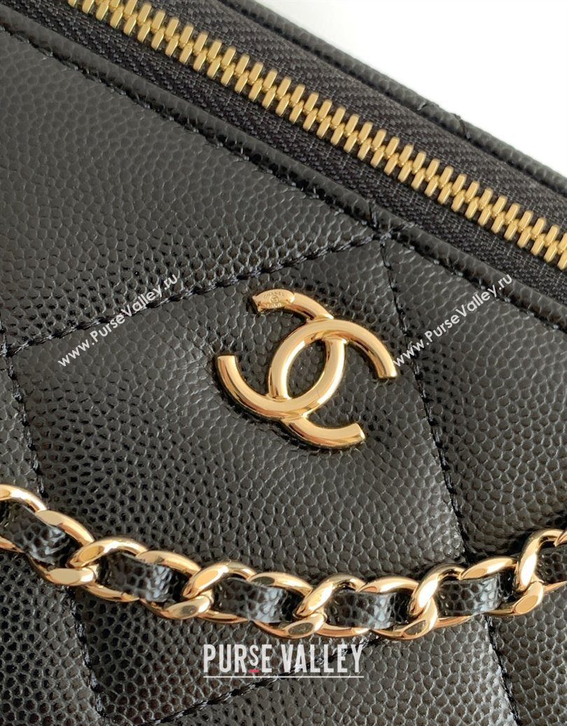 Chanel Grained Shiny Calfskin Long Vanity with Chain and Top Handle Black 2025 AP4933 (yezi-251010144)