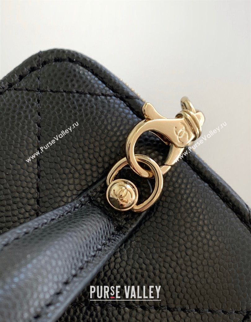 Chanel Grained Shiny Calfskin Long Vanity with Chain and Top Handle Black 2025 AP4933 (yezi-251010144)