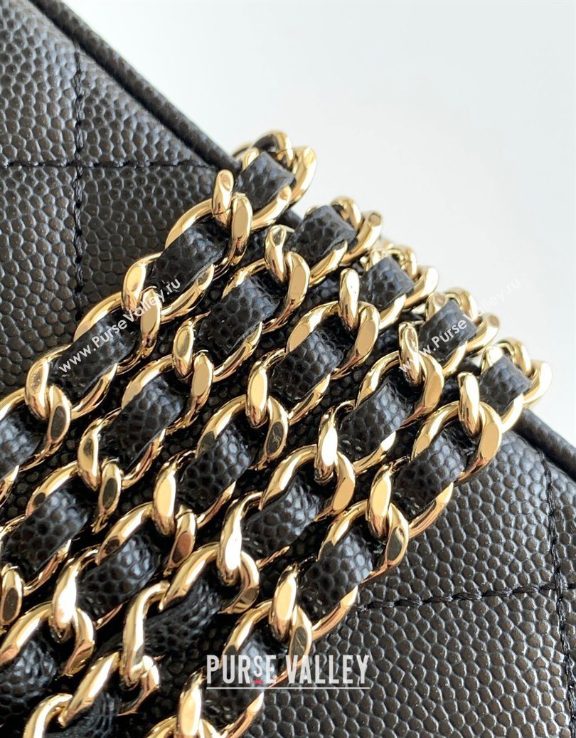 Chanel Grained Shiny Calfskin Long Vanity with Chain and Top Handle Black 2025 AP4933 (yezi-251010144)