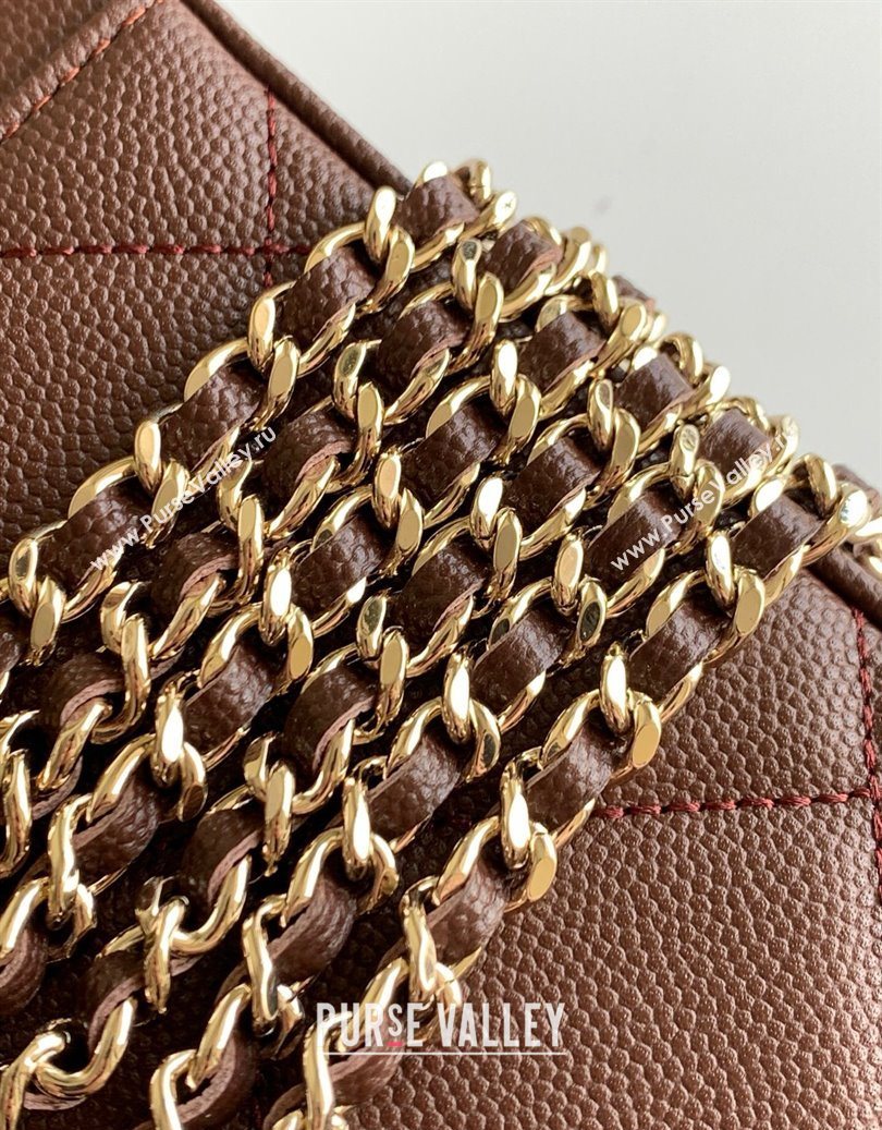 Chanel Grained Shiny Calfskin Long Vanity with Chain and Top Handle Brown 2025 AP4933 (yezi-251010145)