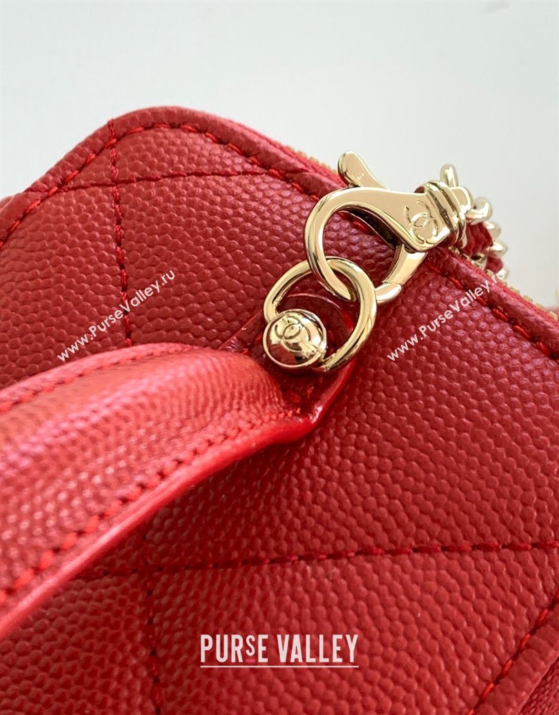 Chanel Grained Shiny Calfskin Long Vanity with Chain and Top Handle Red 2025 AP4933 (yezi-251010146)