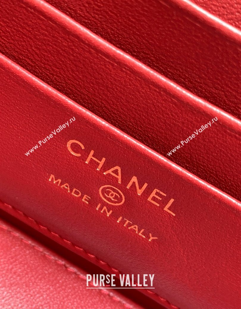 Chanel Grained Shiny Calfskin Long Vanity with Chain and Top Handle Red 2025 AP4933 (yezi-251010146)