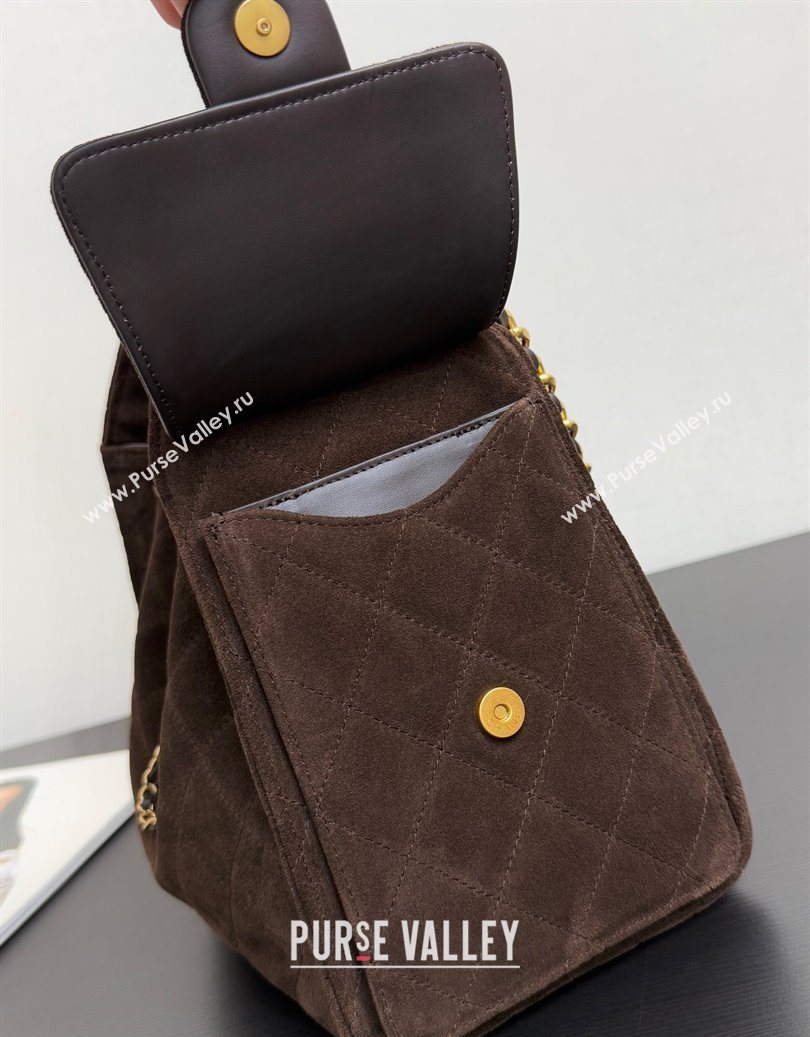 Chanel 25 Small Handbag in Suede AS5293 Dark Brown Spring-Summer 2025 (yezi-251011028)
