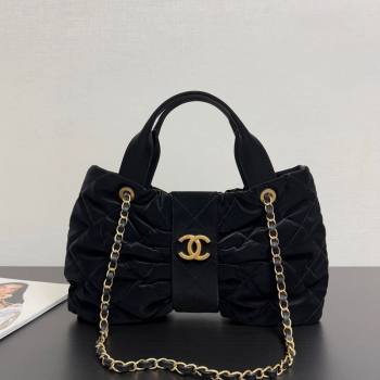 Chanel Velvet-Effect Nylon Bow Bag Black 2025 AS5851 (yezi-251011037)