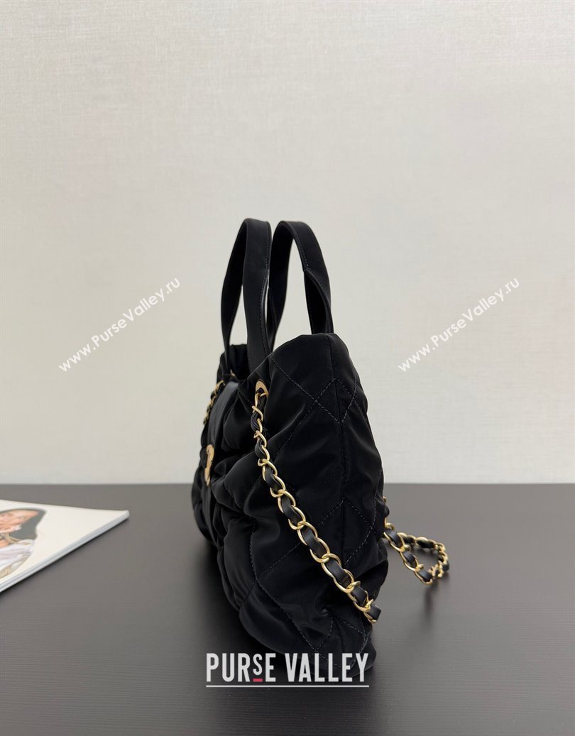 Chanel Velvet-Effect Nylon Bow Bag Black 2025 AS5851 (yezi-251011037)