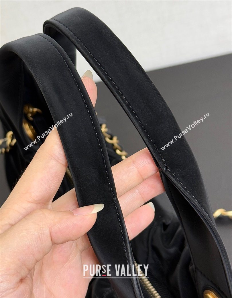 Chanel Velvet-Effect Nylon Bow Bag Black 2025 AS5851 (yezi-251011037)