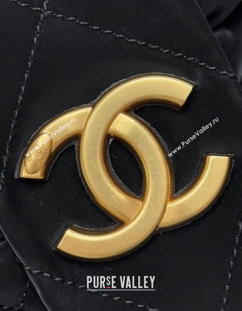 Chanel Velvet-Effect Nylon Bow Bag Black 2025 AS5851 (yezi-251011037)