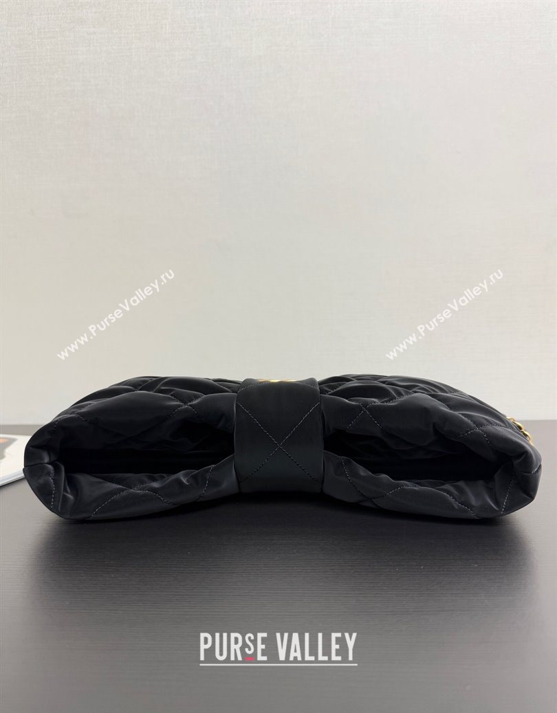 Chanel Velvet-Effect Nylon Bow Bag Black 2025 AS5851 (yezi-251011037)