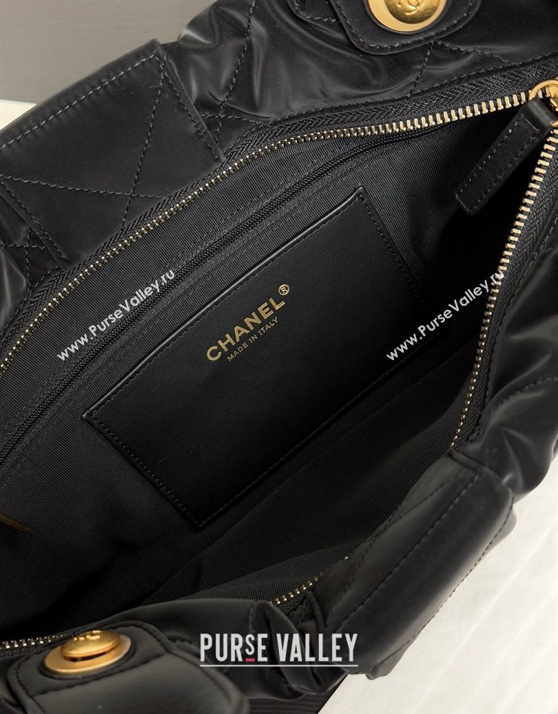 Chanel Velvet-Effect Nylon Bow Bag Black 2025 AS5851 (yezi-251011037)