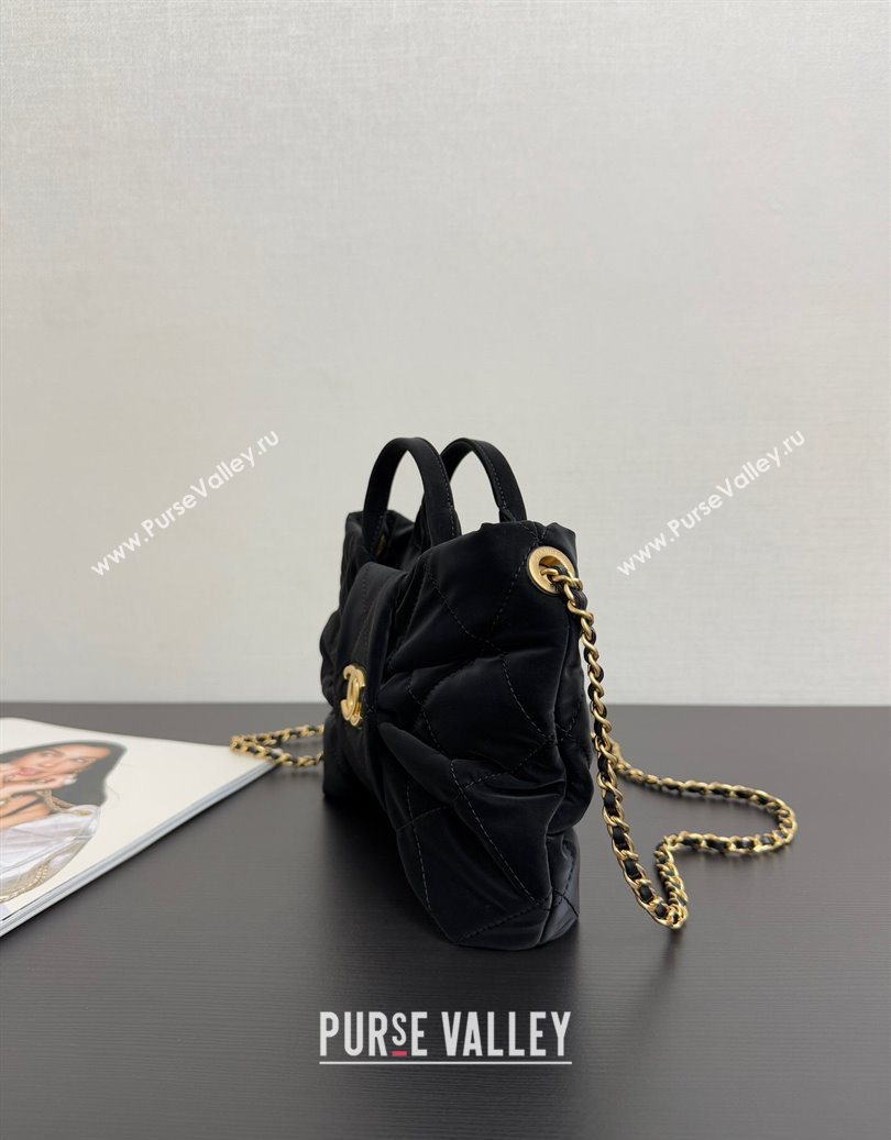Chanel Velvet-Effect Nylon Mini Bow Bag Black 2025 AS5849 (yezi-251011030)