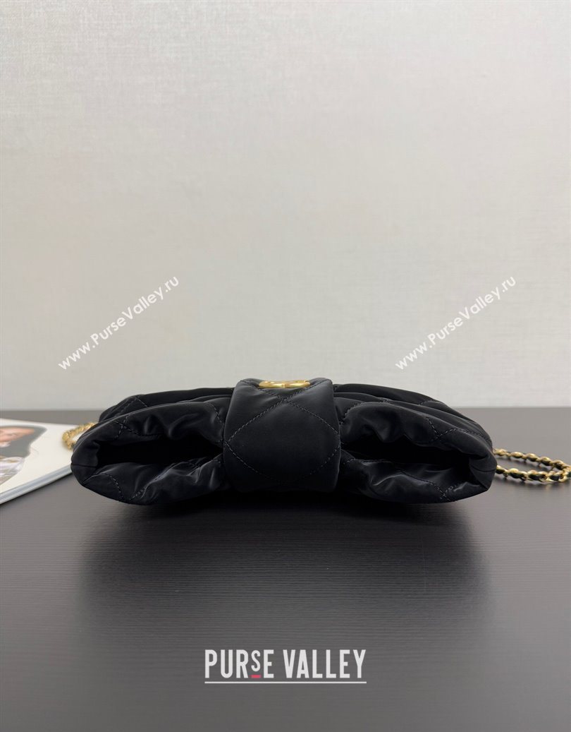 Chanel Velvet-Effect Nylon Mini Bow Bag Black 2025 AS5849 (yezi-251011030)