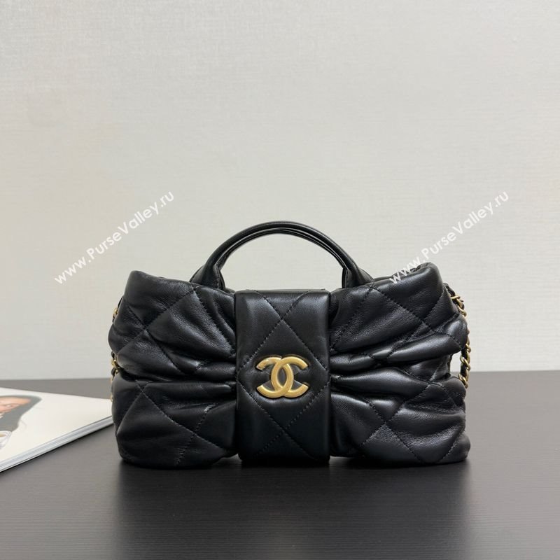 Chanel Shiny Lambskin Mini Bow Bag Black 2025 AS5849 (yezi-251011031)