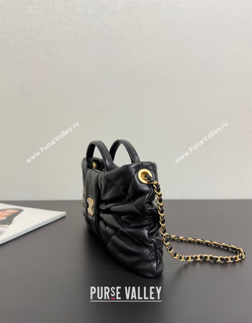 Chanel Shiny Lambskin Mini Bow Bag Black 2025 AS5849 (yezi-251011031)