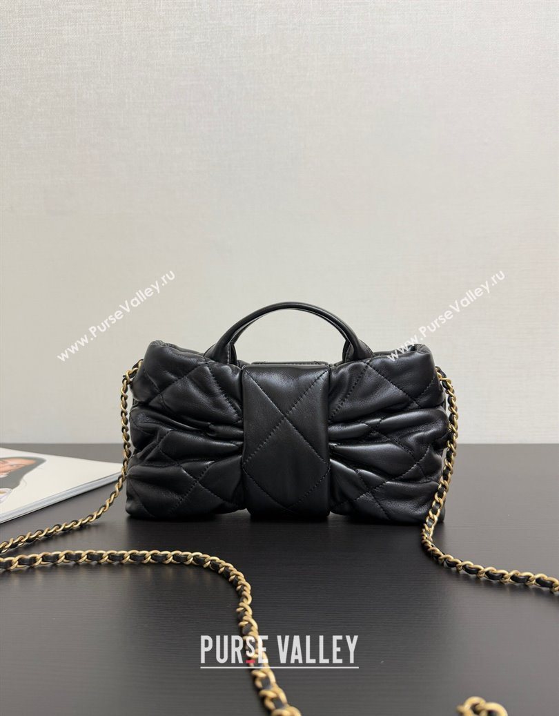 Chanel Shiny Lambskin Mini Bow Bag Black 2025 AS5849 (yezi-251011031)