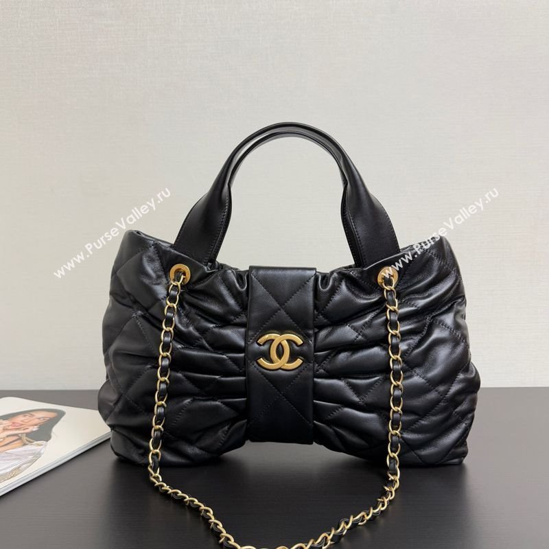 Chanel Shiny Lambskin Bow Bag Black 2025 AS5851 (yezi-251011038)