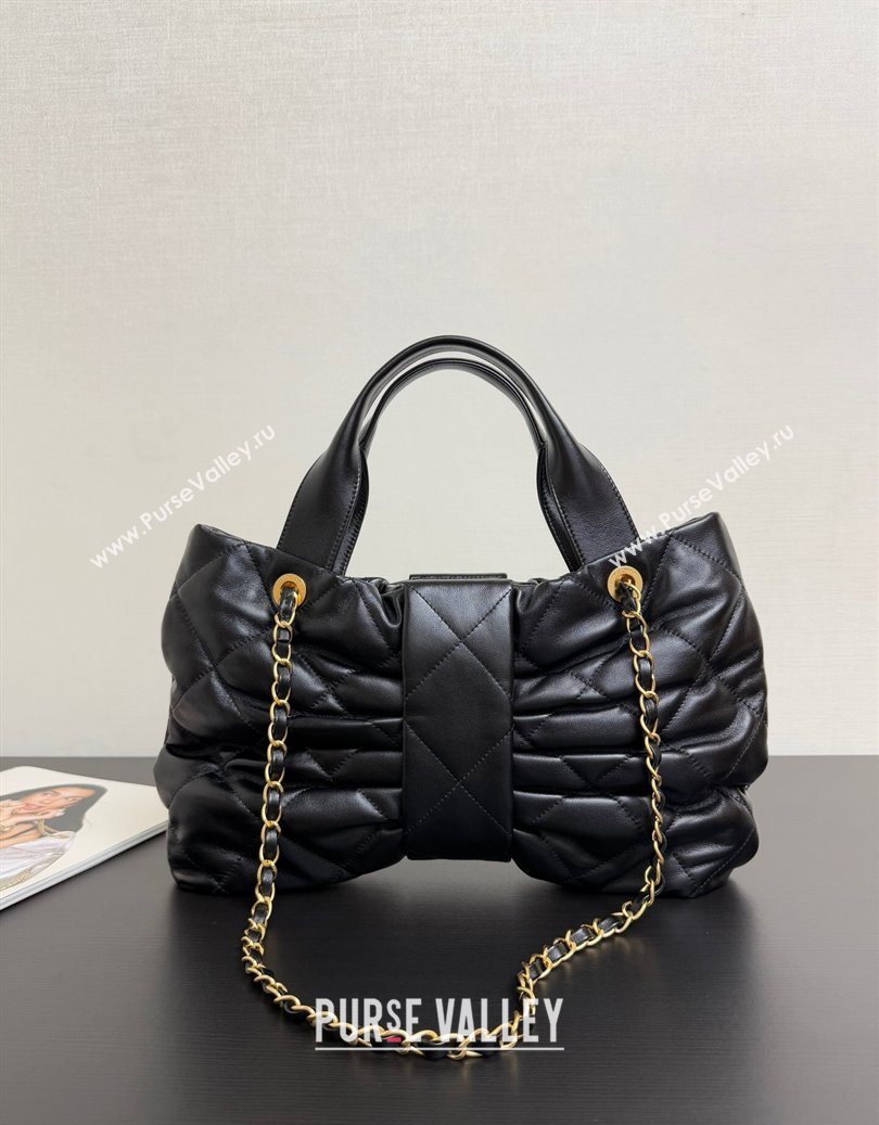 Chanel Shiny Lambskin Bow Bag Black 2025 AS5851 (yezi-251011038)