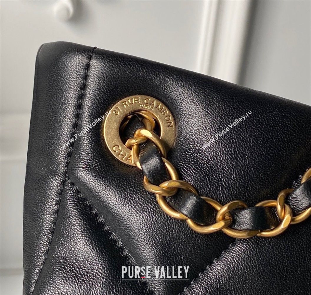 Chanel Shiny Lambskin Shopping Bag with Pockets Black 2025 AS5740 (yezi-251011049)