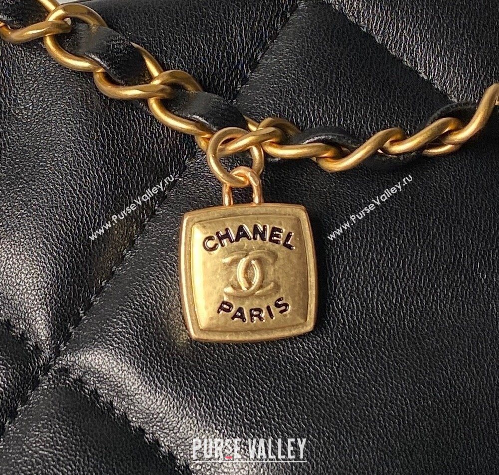 Chanel Shiny Lambskin Shopping Bag with Pockets Black 2025 AS5740 (yezi-251011049)