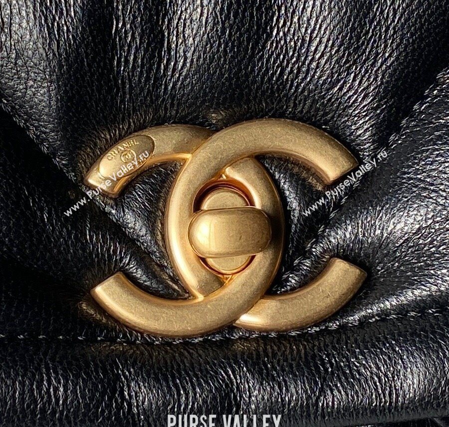 Chanel Shiny Lambskin Maxi Flap bag with Pockets Black 2025 AS5727 (yezi-251011050)