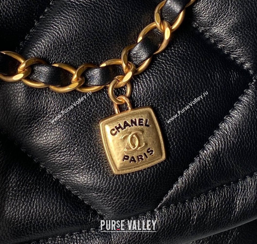 Chanel Shiny Lambskin Maxi Flap bag with Pockets Black 2025 AS5727 (yezi-251011050)