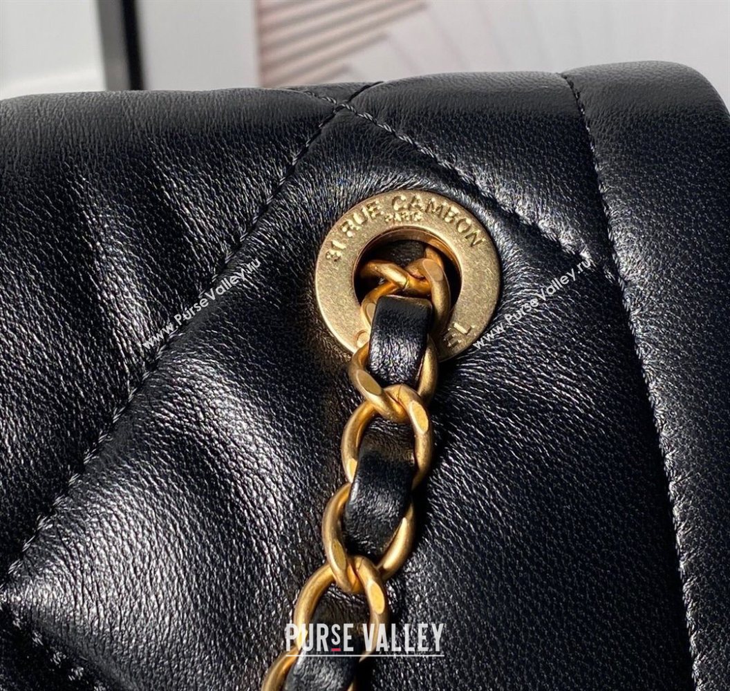 Chanel Shiny Lambskin Maxi Flap bag with Pockets Black 2025 AS5727 (yezi-251011050)