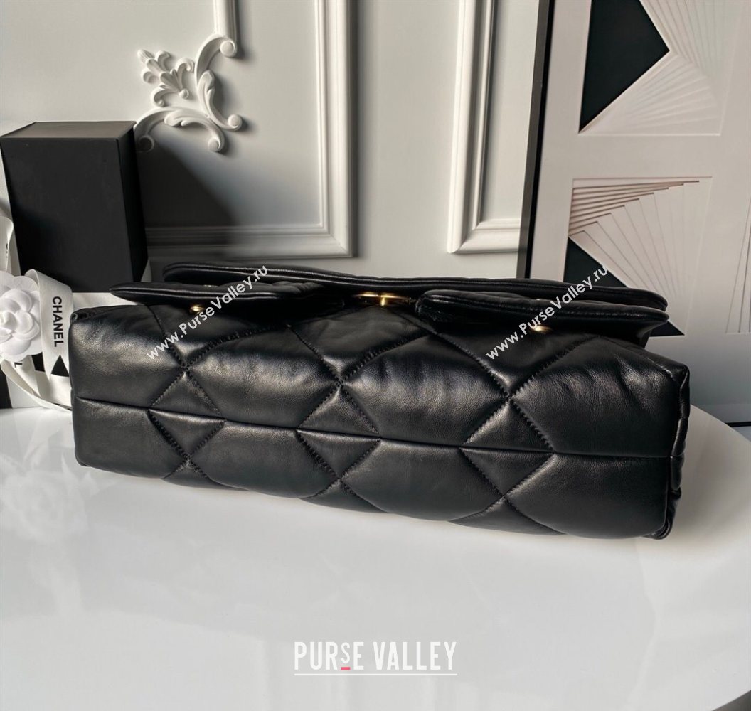 Chanel Shiny Lambskin Maxi Flap bag with Pockets Black 2025 AS5727 (yezi-251011050)