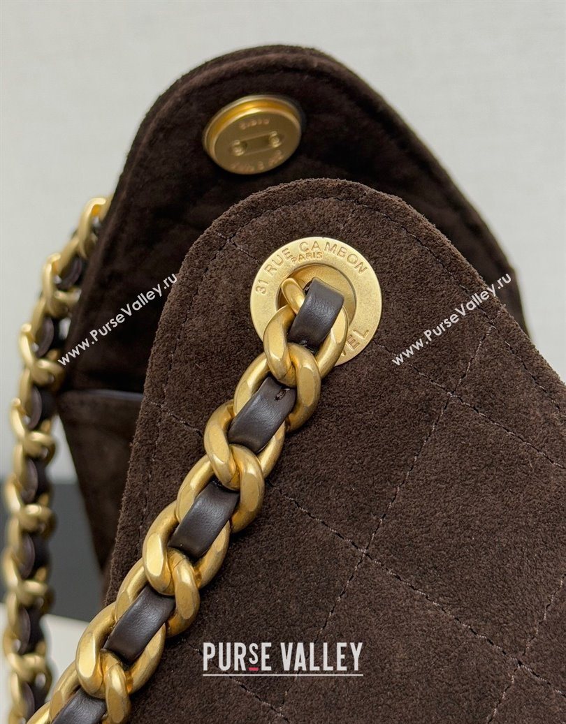 Chanel 25 Small Handbag in Suede AS5293 Dark Brown Spring-Summer 2025 (yezi-251011028)