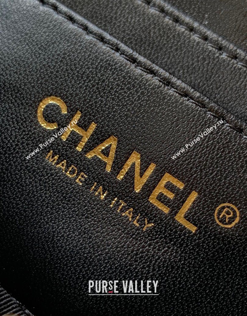 Chanel Grained Calfskin Zipped Phone Holder with Chain and Strass Black 2025 CH101102 (yezi-251011043)