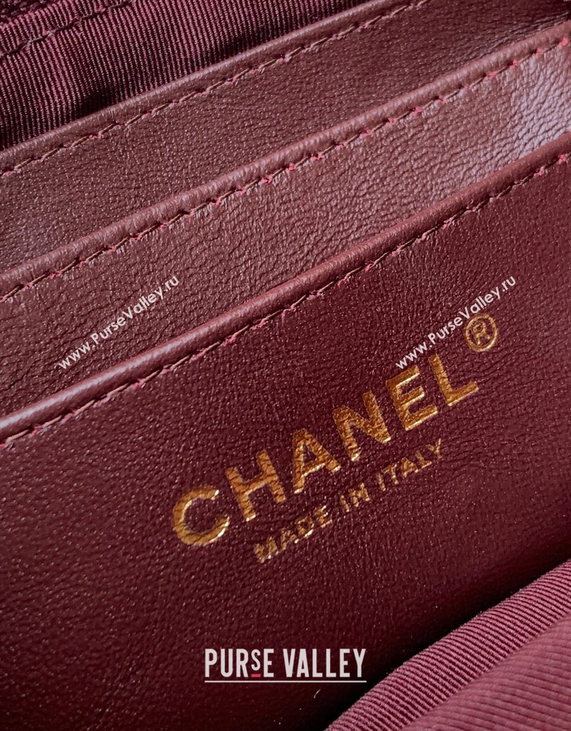 Chanel Grained Calfskin Zipped Phone Holder with Chain and Strass Coffee Brown 2025 CH101102 (yezi-251011044)