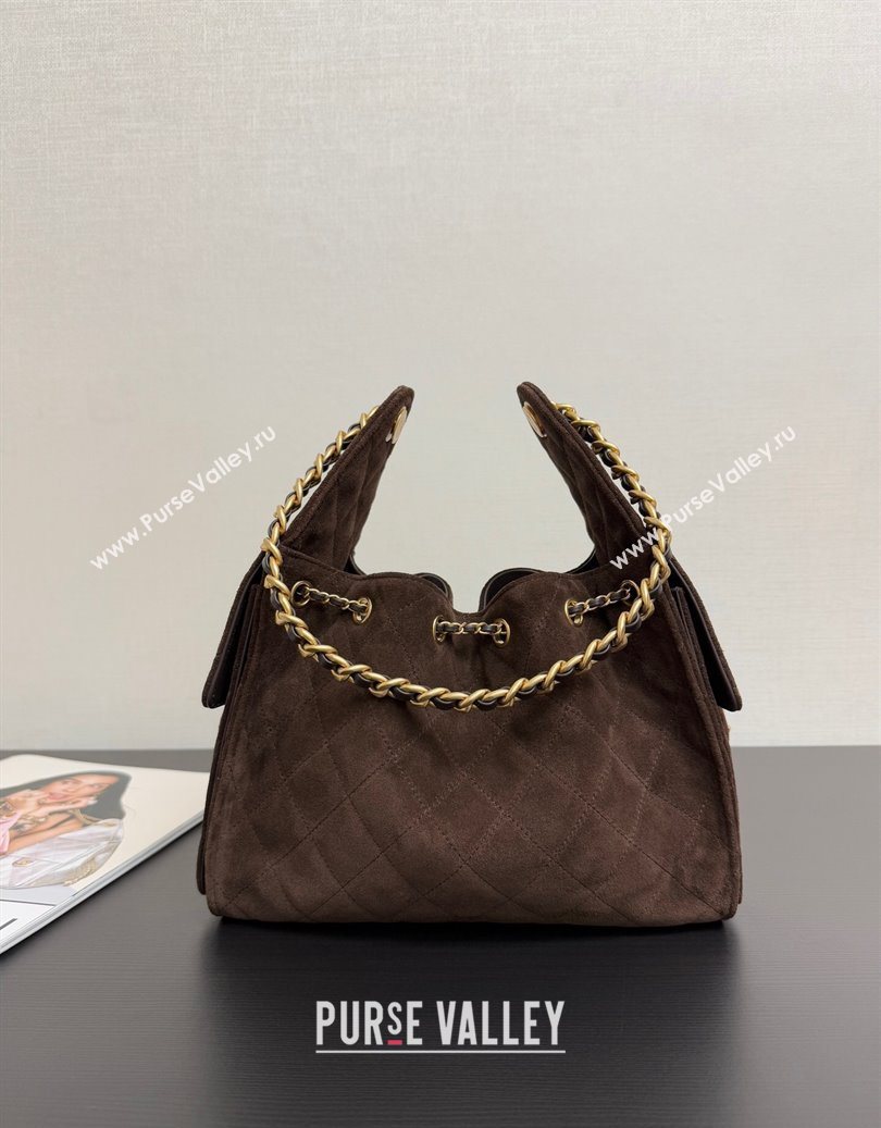 Chanel 25 Small Handbag in Suede AS5293 Dark Brown Spring-Summer 2025 (yezi-251011028)