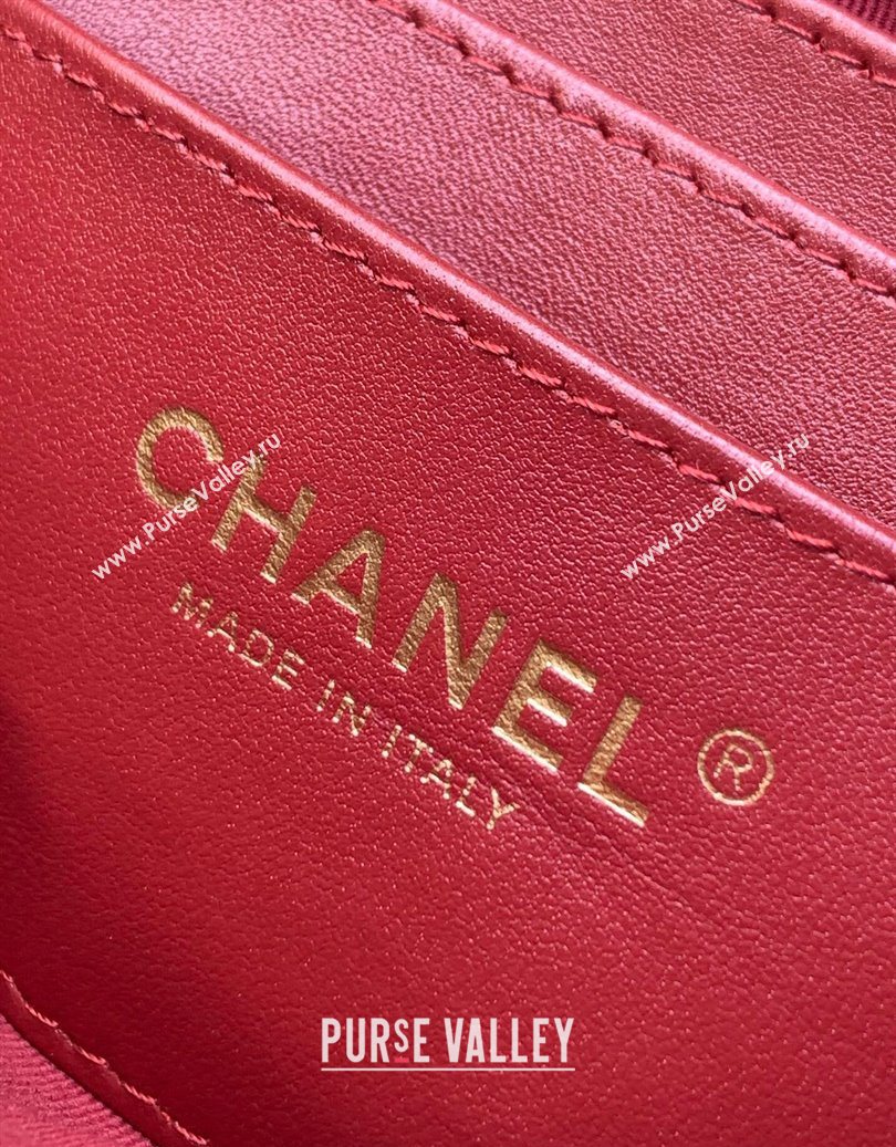 Chanel Grained Calfskin Zipped Phone Holder with Chain and Strass Burgundy 2025 CH101102 (yezi-251011045)