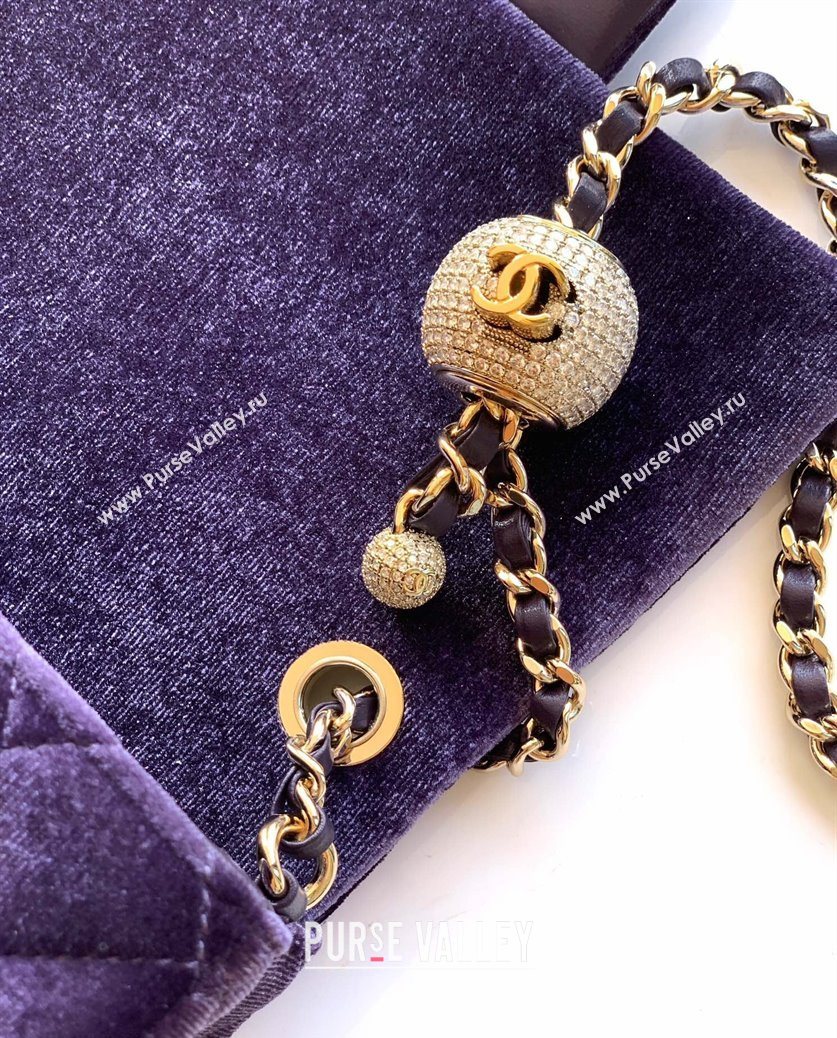 Chanel Velvet Mini Square Flap Bag with Strass Ball Purple 2025 AS1786 (yezi-251010050)