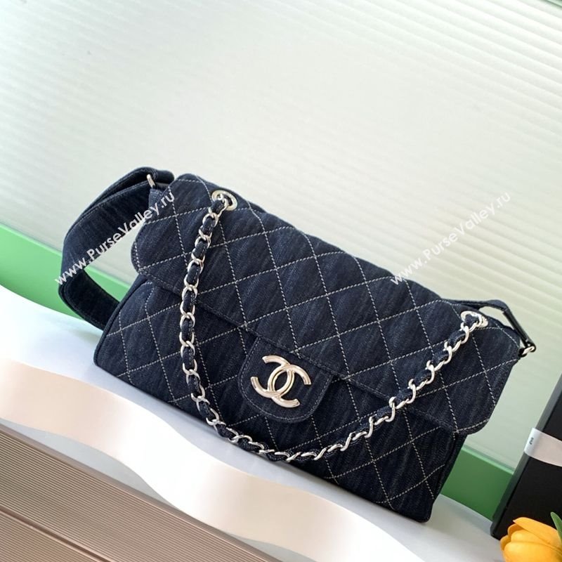 Chanel Quilted Denim Airport Medium Flap Bag Blue 2025 AS2137 (yezi-251011022)