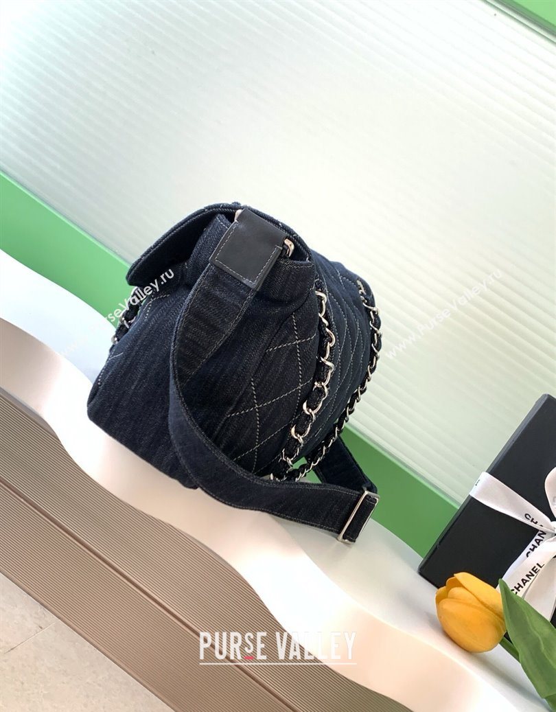 Chanel Quilted Denim Airport Medium Flap Bag Blue 2025 AS2137 (yezi-251011022)