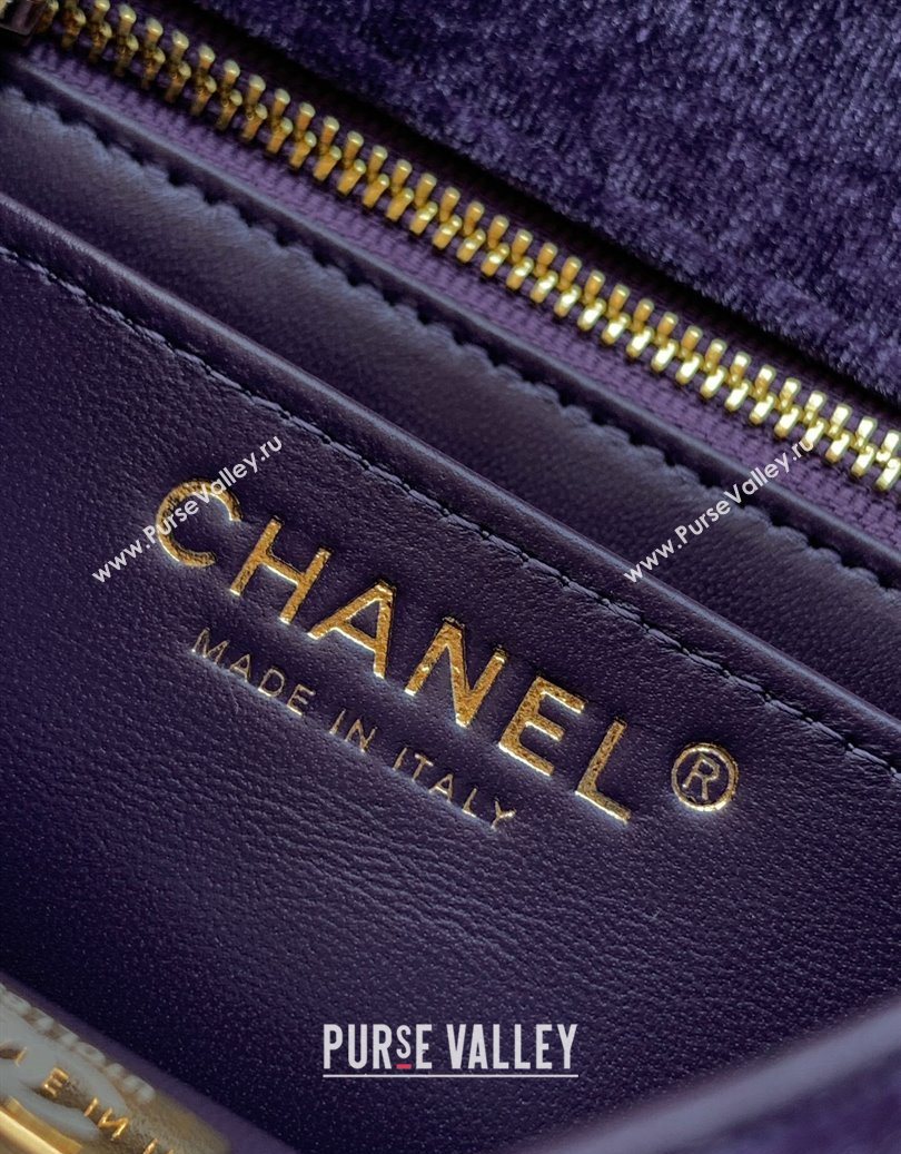 Chanel Velvet Mini Square Flap Bag with Strass Ball Purple 2025 AS1786 (yezi-251010050)