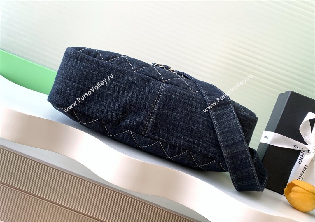 Chanel Quilted Denim Airport Medium Flap Bag Blue 2025 AS2137 (yezi-251011022)