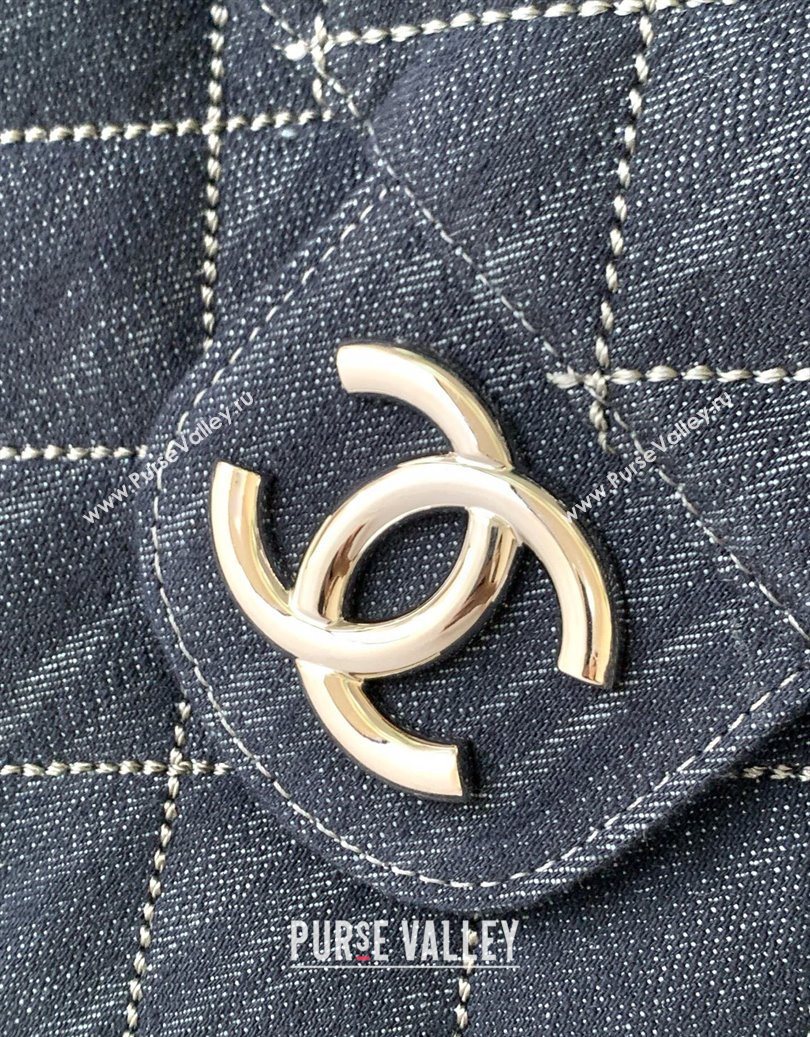 Chanel Quilted Denim Airport Medium Flap Bag Blue 2025 AS2137 (yezi-251011022)