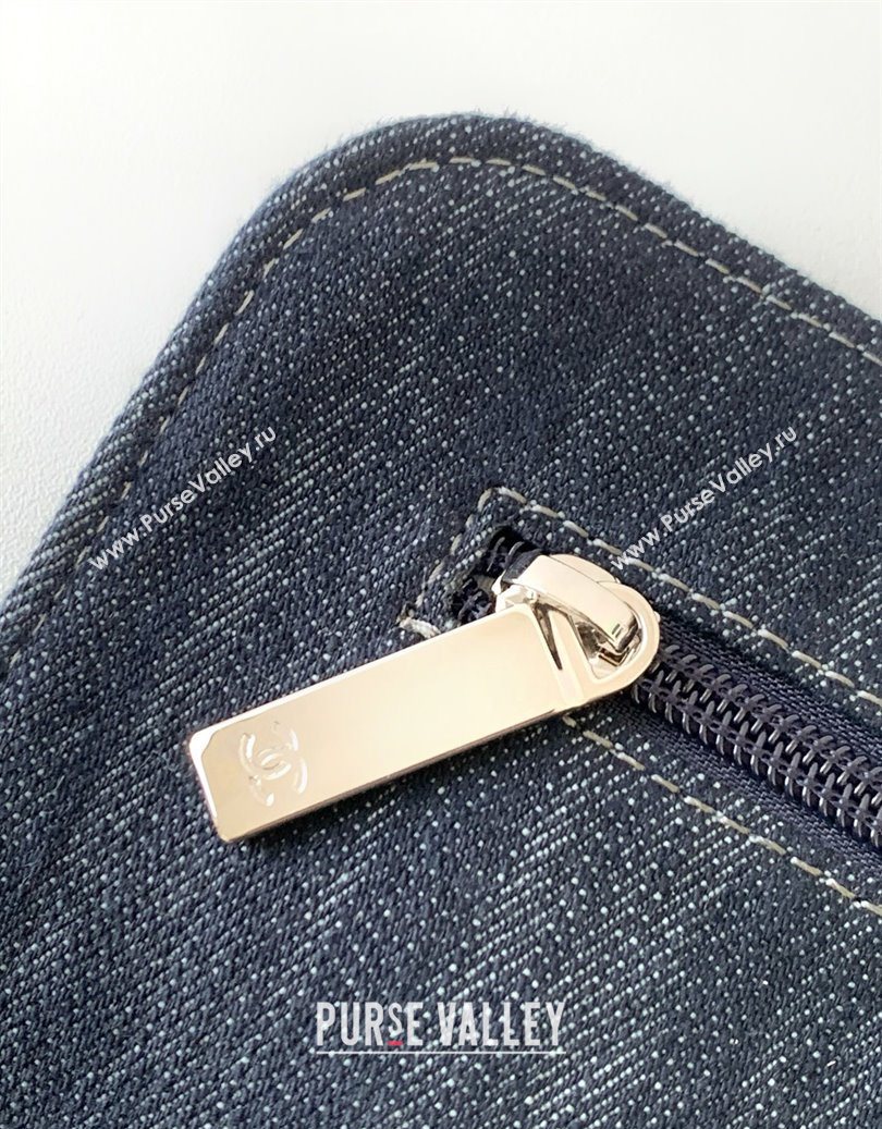 Chanel Quilted Denim Airport Medium Flap Bag Blue 2025 AS2137 (yezi-251011022)