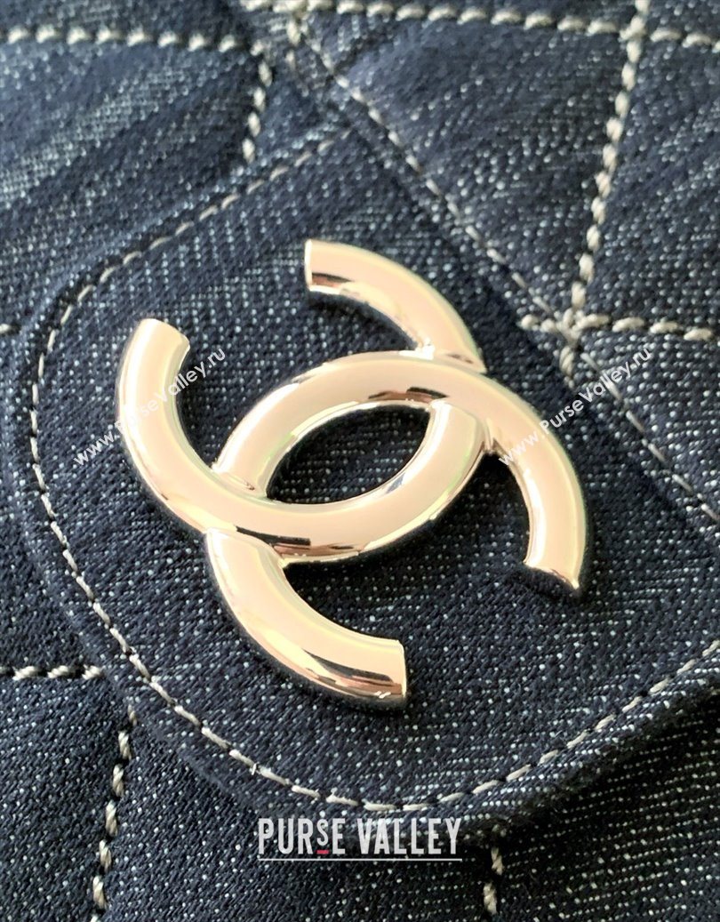 Chanel Quilted Denim Airport Large Flap Bag Blue 2025 AS2136 (yezi-251011023)