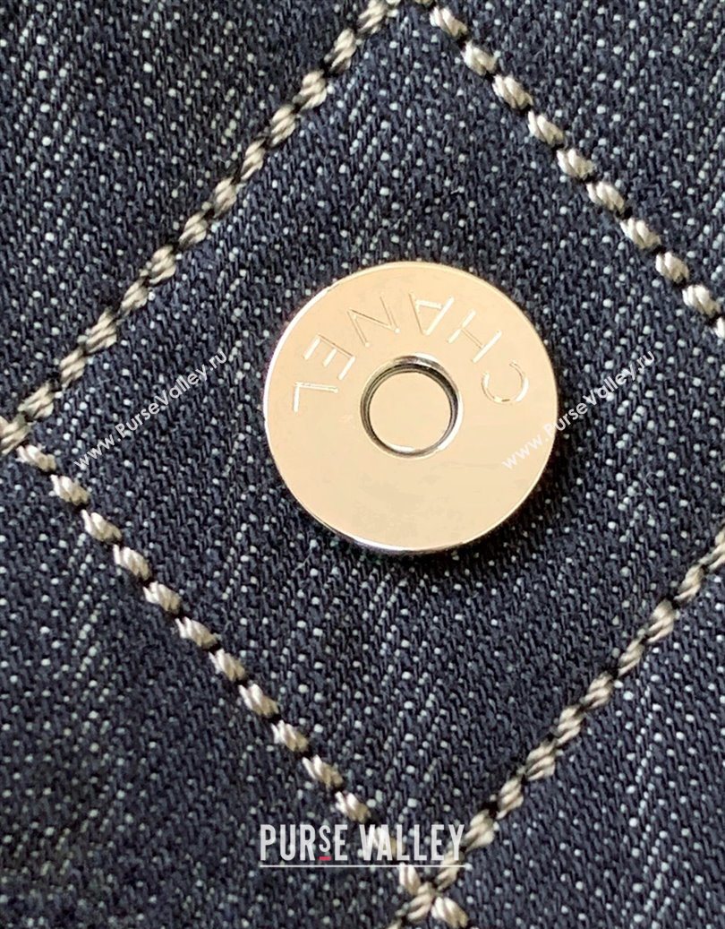 Chanel Quilted Denim Airport Large Flap Bag Blue 2025 AS2136 (yezi-251011023)