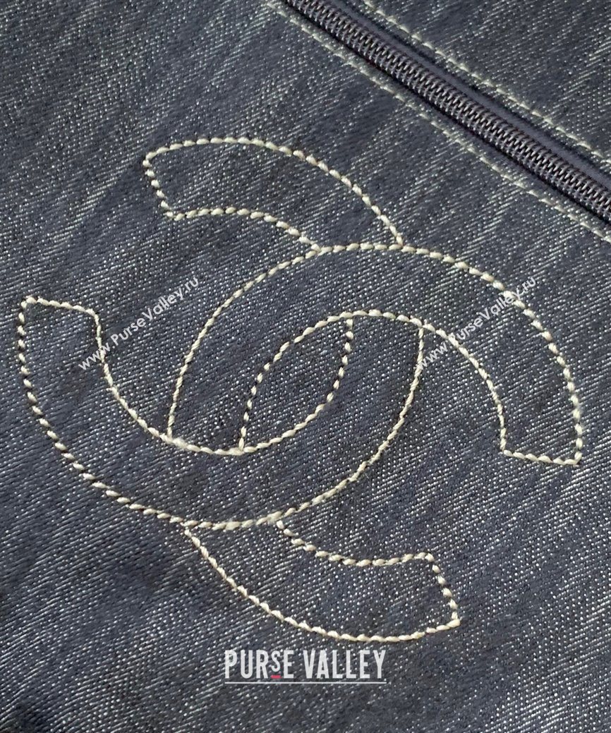 Chanel Quilted Denim Airport Large Flap Bag Blue 2025 AS2136 (yezi-251011023)