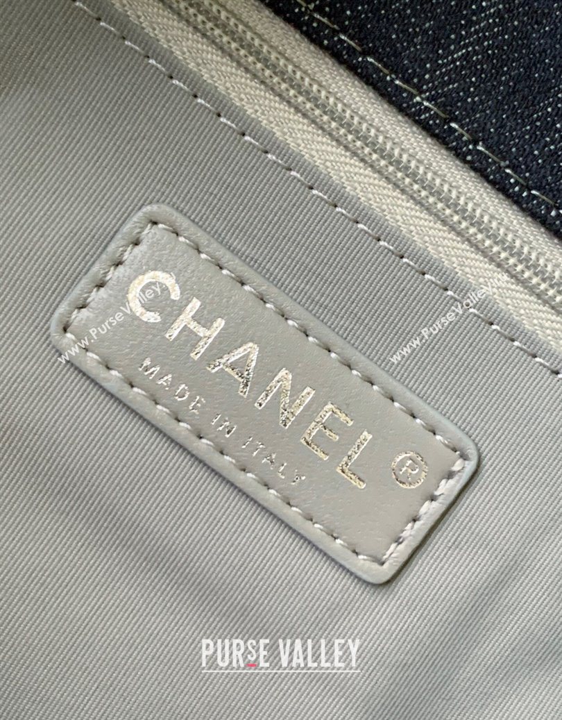 Chanel Quilted Denim Airport Large Flap Bag Blue 2025 AS2136 (yezi-251011023)